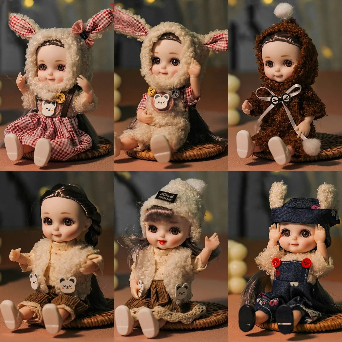 Сладки 1/8 Кукли BJD, Екшън Кукли с 13 Ставите, Пола с Усмивка, Гащеризон, Аксесоари за Дрехи, Модерен Комплект Дрехи за Кукли 17 см, Комплект Дрехи за Кукли . ' - ' . 0
