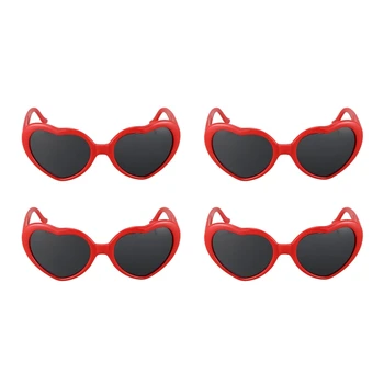 4X сладък Модни слънчеви очила във формата на сърце в ретро стил Лолита