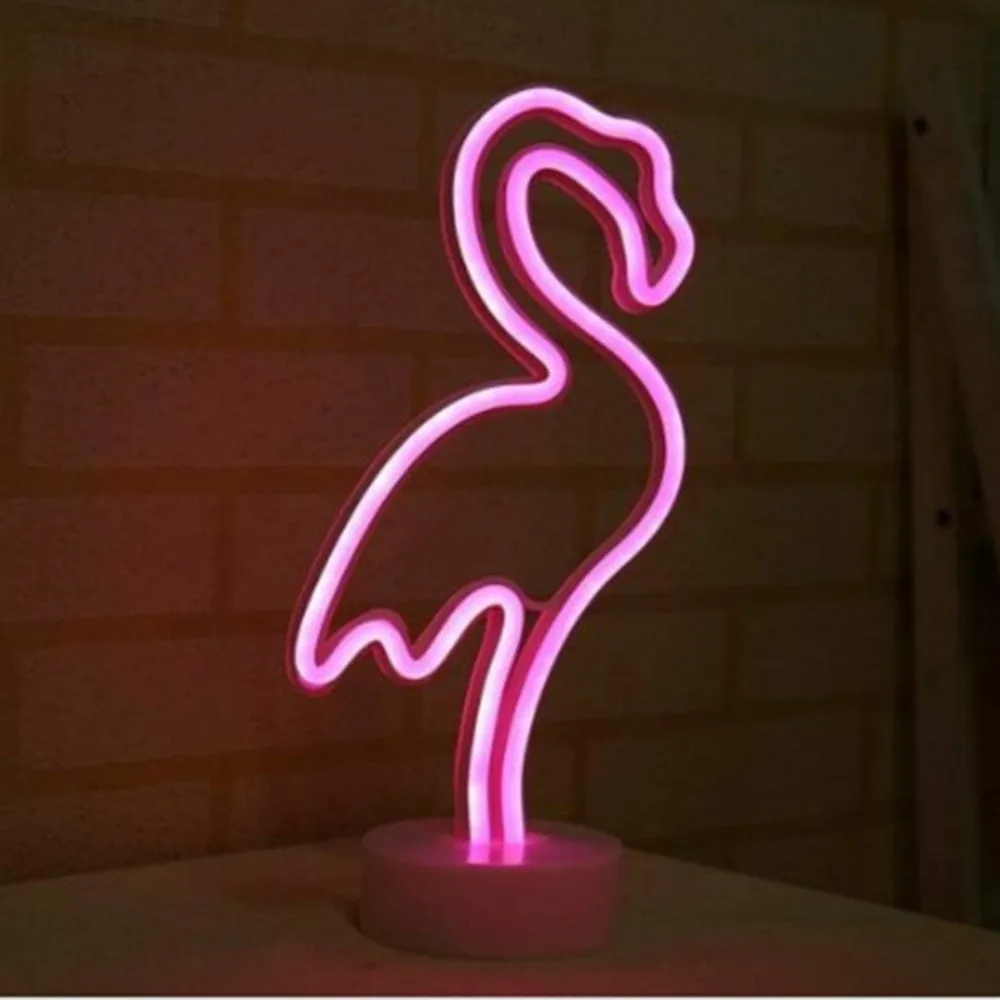 Неонова реклама с основен декор на притежателя Светло розово нощно с фламинго, захранван от акумулаторна батерия и USB за коледното парти по случай рожден ден, подарък за детска стая . ' - ' . 5
