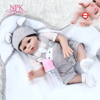 NPK 48 см., мека силиконова реалистична и гъвкава кукла bebe, возрожденный дете, хубава, сладка, премиальная кукла с одеало