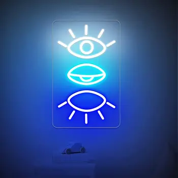 Неонова реклама Evil Eyes Захранва от USB за Декор на стаята, Led Неонова Лампа С Регулируема Яркост, нощна светлина за Момичета, Спалня, Бар, Стенно Изкуство, Начало Декор